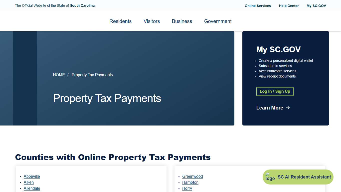 Property Tax Payments | South Carolina